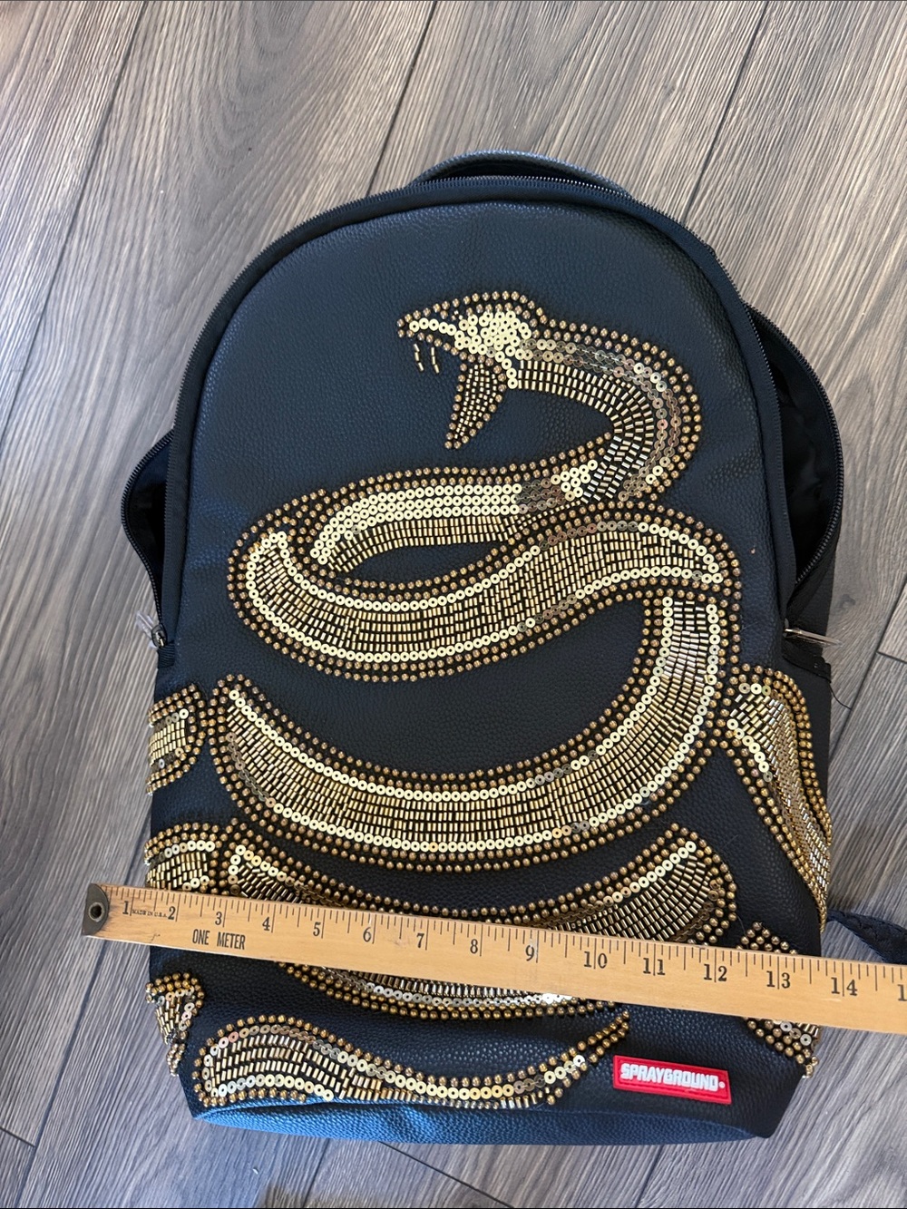 Sprayground Black Backpack with Gold Sequin Snake Motif AI SERPENT - Picture 6 of 11